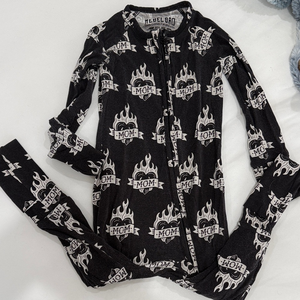 Rebel Bro Convertible Romper "MOM" Flame Print Kids